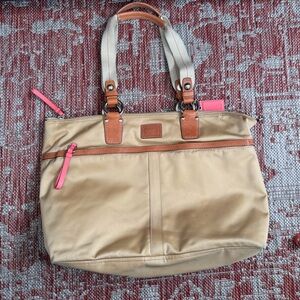 Coach Vintage Satin Handbag/ Tote in Timeless Champagne -with
Coral Interior